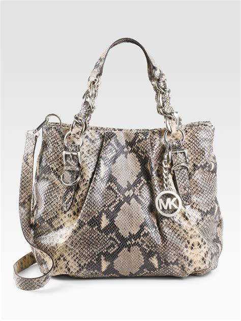 michael kors black python leather|Monogramme Python Embossed Leather Tote Bag .